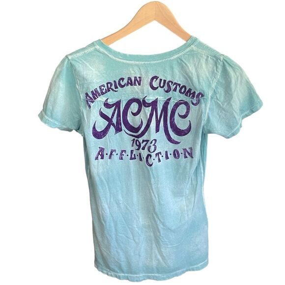 Affliction American Customs Garage 1973 Short Sleeve T-Shirt Women's Size XL - Picture 2 of 7